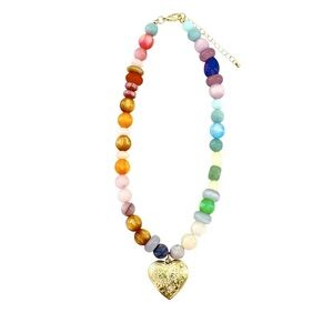NWT Gemelli Heart Locket Gemstone Necklace